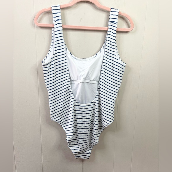 J Crew nautical blue white stripe scrunchie one piece swim suit size 14 new - Picture 5 of 9